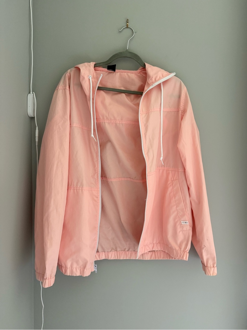 Light Pink Hooded Windbreaker Jacket